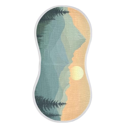 4 Pack Baby Burp Cloths, Soft Absorbent Burping Cloths for Babies, Cotton Milk Spit Up Rags, Large Size for Newborns, Baby Boys and Girls (Mountain Sunset)2