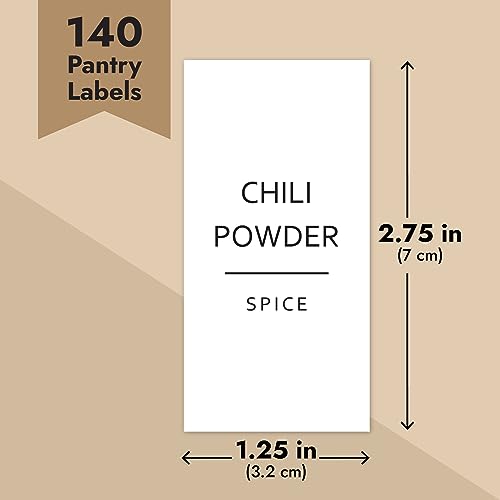 Talented Kitchen 140 Minimalist Spice Labels Set. Black Print on White Matte Backing, Water Resistant. Spice Jars Vinyl Organization Storage. Spice Rack Organization System (140 Fine Line Spice Label)
