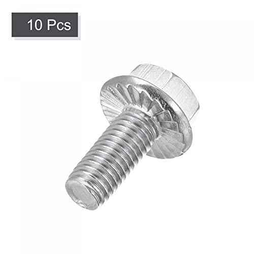 Image of uxcell M8x20mm Hex Serrated Flange Bolts Screws Metric Thread 304 Stainless Steel 10pcs