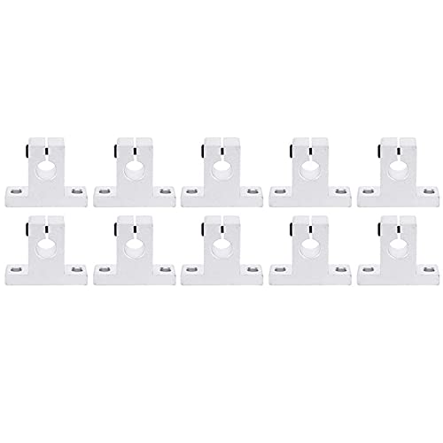 Lysee 3D Printer Parts & Accessories - 10 Pieces of SK10 Linear Bearing Guide Shaft Support CNC Router 3D Printer Part - (Color: Silver)