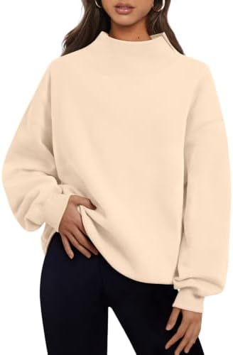 Trendy Queen Womens Mock Neck Sweatshirts Oversized Pullover Fall...