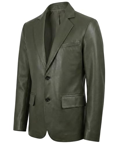 Image of Men's Leather Blazer - Lambskin Leather Blazer Men Genuine Leather Jacket Blazers - Men's Real Leather Sport Coat