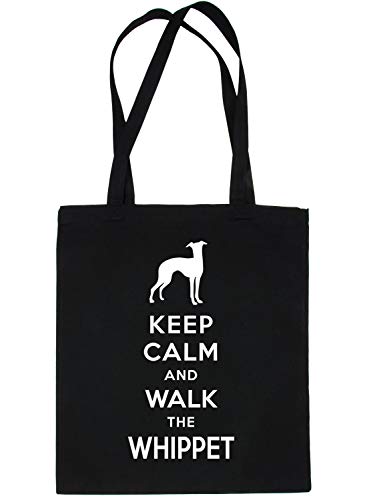 Print4U Keep Calm & Walk The Whippet Dog Lover Gift Gym Bag Shopping Tote Bag Black