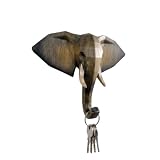 Comfy Hour 7.5' Elephant Head Wall Hook, Decorative Wildlife Animal Hanger for Coat Hat and Key, Artisan Crafted Polyresin Sculpture for Entryway and Bathroom, Brown, 1 Piece