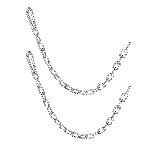 2Pcs Fitness Chain 23in, Cable Machine Extension Chain, 304 Stainless Steel LAT Pull Cable Extension Weight Machine Chain, LAT Pulldown Attachment Curl Bar Chain for Pulley System, Home Gym