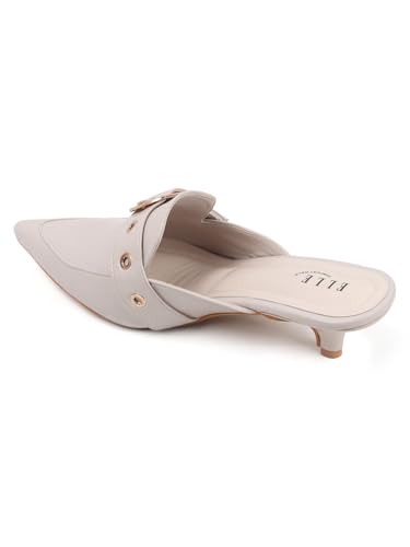 Image of ELLE Women Elegant Buckle Kitten Heel Slip-On Mule