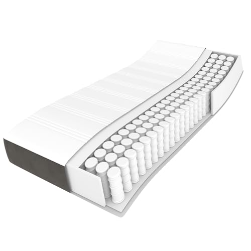 vidaXL Taschenfederkernmatratze Mittel Matratze Bett Matratzen Taschenfederkern Federkernmatratze Schaumstoffmatratze Dunkelgrau 140x190x20cm Samt – Bild 5