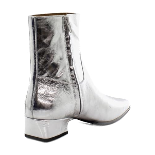 Steve Madden Women's Dusty Ankle Boot, Silver Leather, 6.5