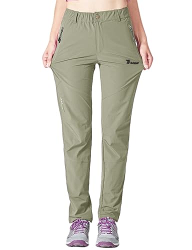 Rdruko Wanderhose Damen Outdoorhose Leichte Schnelltrocknend Trekkinghose UV-Schutz UPF 50+ Funktionshose Atmungsaktiv Hosen Sommer-Hellgrün M