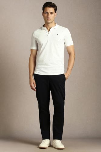 Image of Louis Philippe Men's Slim Fit Premium High-End Pique in Superior Cotton All Over Print Half Sleeve Polo Tshirt for Everyday Essentials
