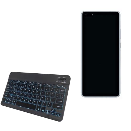 BoxWave Keyboard Compatible with Huawei P40 Pro+ 5G - SlimKeys Bluetooth Keyboard - with Backlight, Portable Slim LED 7 Colors - Jet Black