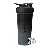 BlenderBottle Sport Sleek Shaker Cup Insulated Stainless Steel Water Bottle with Wire Whisk, 25-Ounce, Smokestack (Black/Grey)