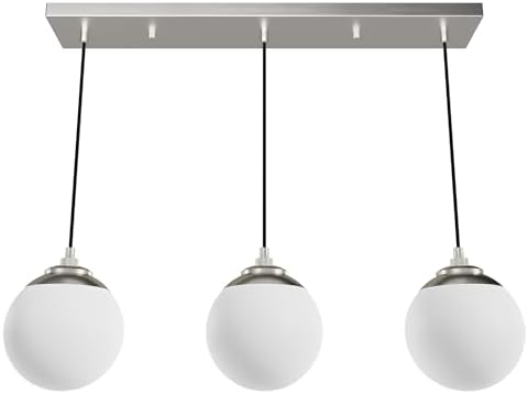 Hunter - Hepburn 3-Light Brushed Nickel, Large Cluster Light, Dimmable, Mid Century Modern Style, Linear Shaped, for Bedrooms, Kitchens, Dining, Living Rooms - 19799