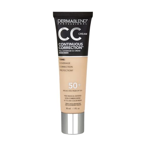 Dermablend Continuous Correctionâ„¢ Tone-Evening CC Cream Foundation SPF 50+, Full Coverage Foundation, Non-Comedogenic, 25N, Light Skin Tones ,1 Fl Oz (Pack of 1)
