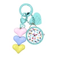 JewelryWe Karabineruhr Kinder Taschenuhr mit Karabiner: Grün Analog Quarz Uhr mit Herz Anhänger Schlüsselanhänger Outdoor Sport Clip auf Uhr für Mädchen Jugendliche und Studenten