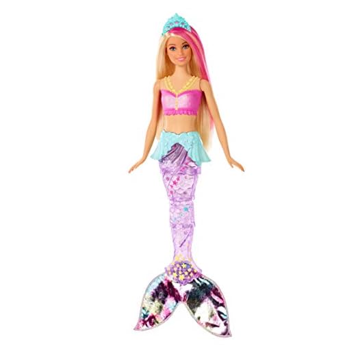 Barbie Dreamtopia poupée sirène lumière et danse aquatique à plonger dans l'eau, avec mouvements de nageoire, jouet pour enfant, GFL82