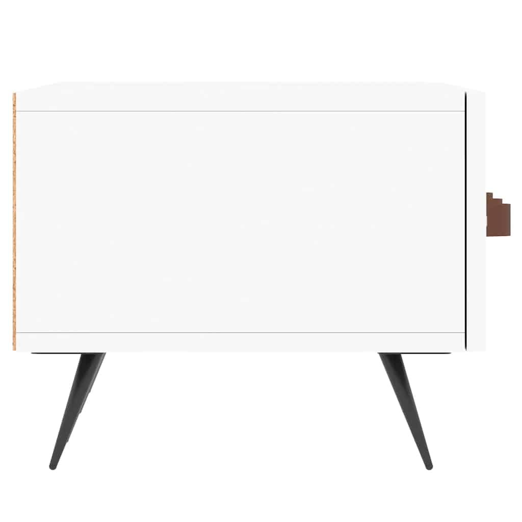 Szafka pod telewizor biała 150 x 36 x 30 cm, wytrzymały materiał drewnopochodny, 3 szuflady, żelazne nogi, stylowe meble multimedialne do salonu i sypialni, odporna na wilgoć