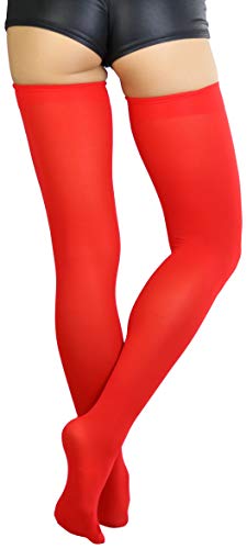 Image of ToBeInStyle Women's Opaque Long Thigh High Stockings w /Decorative Front Satin Bow