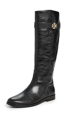 Tory Burch Women's T Lock Riding Boots, Perfect Black, 8 Medium US