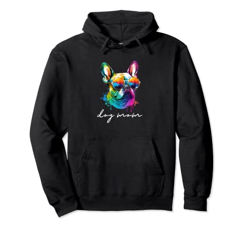 Bunte langhaarige französische Bulldogge Mom Pullover Hoodie