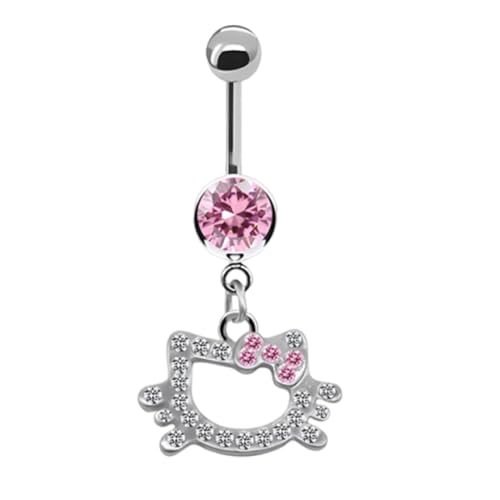 EIROVYA Piercing Ombligo de Acero Quirúrgico, Modelado de Gatitos Bananabell Plátano para Mujer