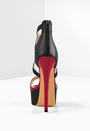 Image of richealnini Women's Crisscross Platform Stiletto High Heels Strappy Sandals with Zipper