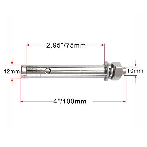 Image of 10 Pack M10x100mm Expansion Bolts Anchor Bolt 304 Stainless Steel External Hex Expansion Screw Bolt Sleeve Anchor Fastener Wall Concrete