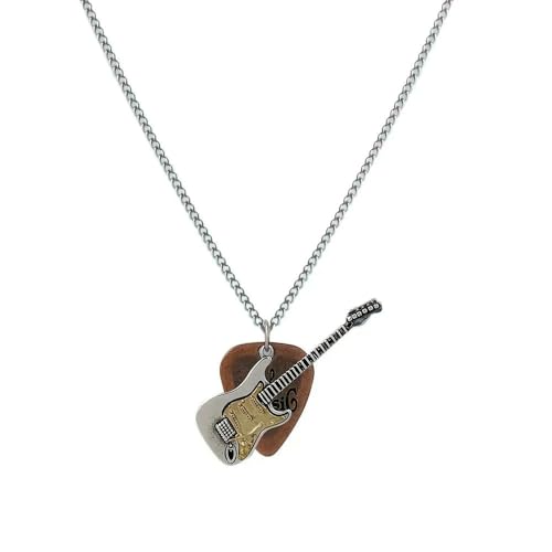 Collier guitare en métal vieilli finition vintage punk de qualité