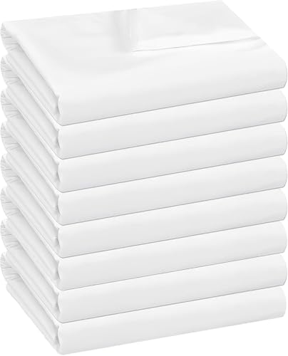 Sábanas planas Queen Blancs - Juego de 8 sábanas planas de microfibra cepillada suave y resistentes a las arrugas y a las manchas para hospital, mesa de masaje, hotel (blanco 3, 228 x 260 cm)