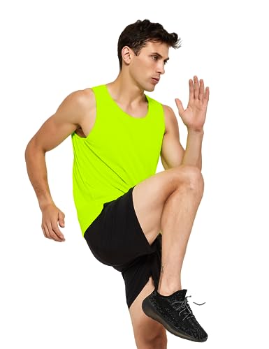 DEMOZU Men's Neon Running Tank Top Bright Workout Gym Athletic Rave Party Tank Top4
