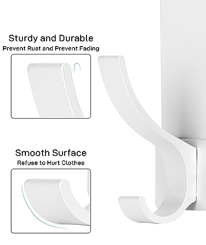 Over The Door Hooks, Door Hanger Hooks for Hanging, Over The Doors Towel Racks for Bathroom with 10 Coat Hook, 2 Pack, Silver, Fit 1-3/4" Doors