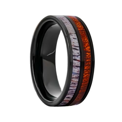Bague Tungstène mariages et fiançailles alliance mixte en bois véritable