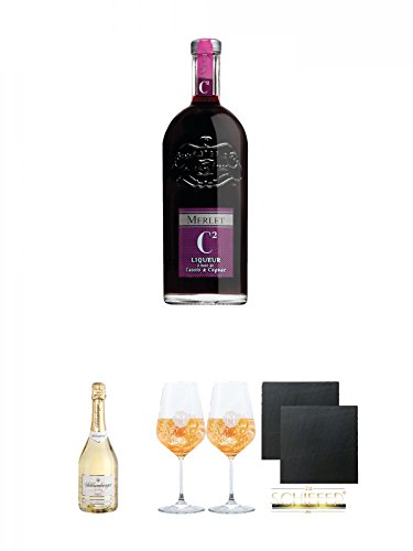 Merlet C2 Cognac & Cassis 0,7 Liter + Schlumberger Sekt Brut 0,75 Liter + Miamee Goldwasser Cocktail...