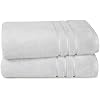 TRIDENT Eco Twist 2 Pc Bath Towel Set, 2 Bath Towels 30x58 Inch, Cotton and Viscose from Bamboo Towel, Plush, Absorbent, Zero Twist Bathroom Towels Set, Silver Gray