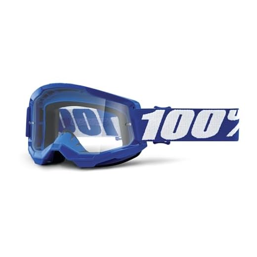 100% STRATA 2 Goggles - Sports Goggles for Motocross & Mountain Biking - Eyewear for Bike Riders - Motocross Eyewear for Men - Blue, Clear Lens