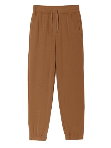 Image of Haloumoning Boys' Regular Fit Lightweight Jogging Bottoms, Solid Color Sports Trousers, Casual Leisure Pants with Elastic Waistband and Pockets, Brown, 11-12 Years