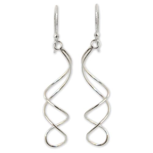 NOVICA Artisan Handmade .925 Sterling Silver Dangle Earrings Modern Thailand [1.8 in L x 0.4 in W] 'Gentle Sigh'