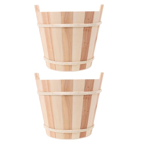 COLLBATH 2pcs Wooden Spa Bucket: Storage Container for Aromatherapy Stone - Bath Stone Bath Salt Storage Barrel for Bathroom Sauna Room