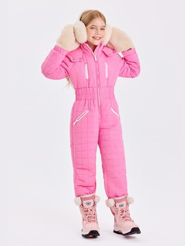 Image of Haloumoning Kid Snowsuit Girls Hooded Waterproof Insulated Ski Suit