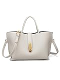 Chic PU Crossbody tote bags for women - Lock Clasp shoulder handbag for Work and Daily Use, Versatile Handbags for Women (Lychee Grain - White)