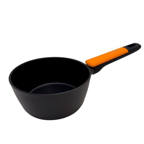 Fackelmann Soft Cazo Antiadherente 16 cm, Aluminio Forjado, Revestimiento Cerámico Greblon Libre de PFA, Apta para Inducción, Vitro, Gas y Horno, Mango Soft Touch Resistente al Calor, 1 ud.