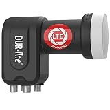 DUR-line i Ultra Quad LNB, 4 odbiorniki, czarny z filtrem LTE ([test bardzo dobry) 4-krotny, cyfrowy z ochroną przed warunkami atmosferycznymi, Full HD, 4K, najwyższa jakość.
