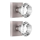 HIEMEY 2 Pack Double Dummy Brushed Nickel Door Knob, Glass Crystal Door Knobs Diamond Shape, Hall and Closet Square Glass Door Pull Knobs, BS-004