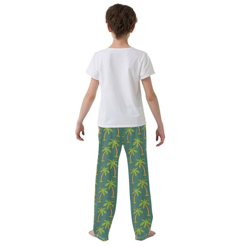 ZZXXB Tropical Trees Boys Long Pants Soft Trousers Elastic Waist Kids Lounge Bottoms with Pockets S-XL3