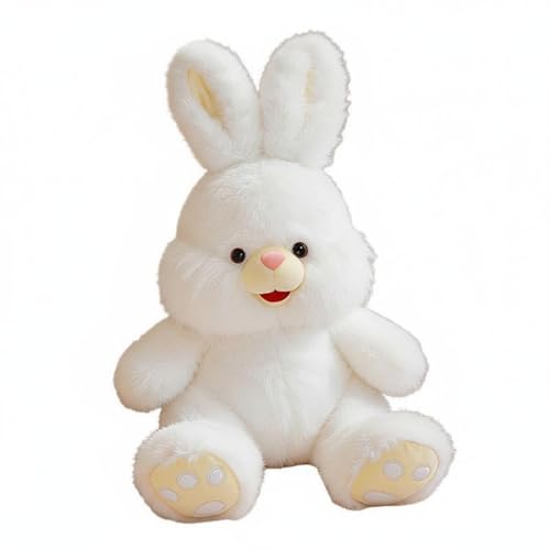 FewNvWa Lapin Peluche Oreilles Longues Jouet Enfant Barbe Blanche Motif Pattes Animal en Peluche Douceur Adapté aux Cadeaux Décoration Chambre Fêtes, Blanc,...
