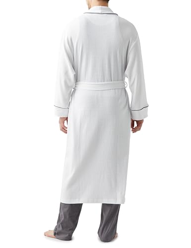 Image of Amazon Essentials Men's Lightweight Cotton Waffle Bath Robe, Mid-Length Loungewear (Available in Big & Tall)