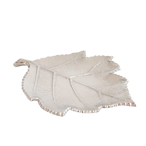 Rely+ Bandeja organizadora de joyas antiguas con hojas de metal, para cocina, decoración de otoño, platos para fiestas, cuencos, anillos, bandeja para servir platos, centro de mesa, regalos, color