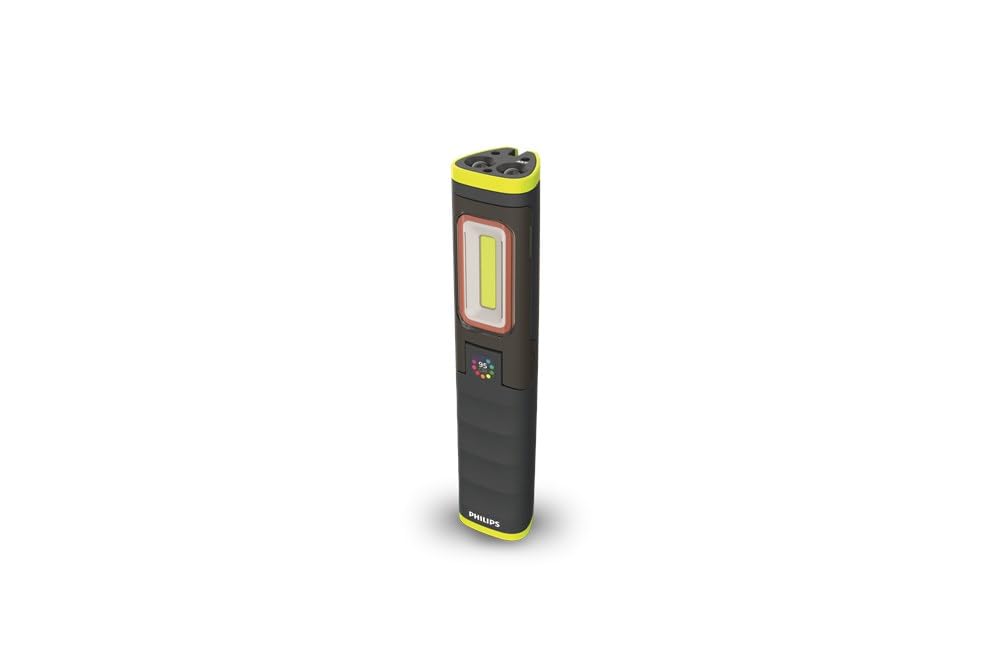Philips Xperion 6000 UV Pillar lampa robocza LED, wysokiej jakości lampa warsztatowa wielokrotnego ładowania, lampa ręczna, rozkładane pole świetlne o jasności 500 lm, dodatkowe światło punktowe i