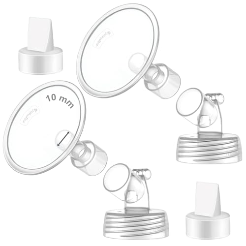 Image of 2X 10 mm Maymom Two-Piece Wide Neck Pump Parts Compatible with Spectra S1,Spectra S2 Pumps and 2 Valves; Incl Wide Mouth Flanges; Not Original Spectra Flange; (10mm Flange with Valve)
