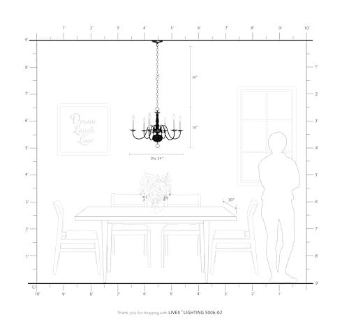 Image of Livex Lighting 5006-02 Williamsburgh 6-Light Chandelier, Polished Brass